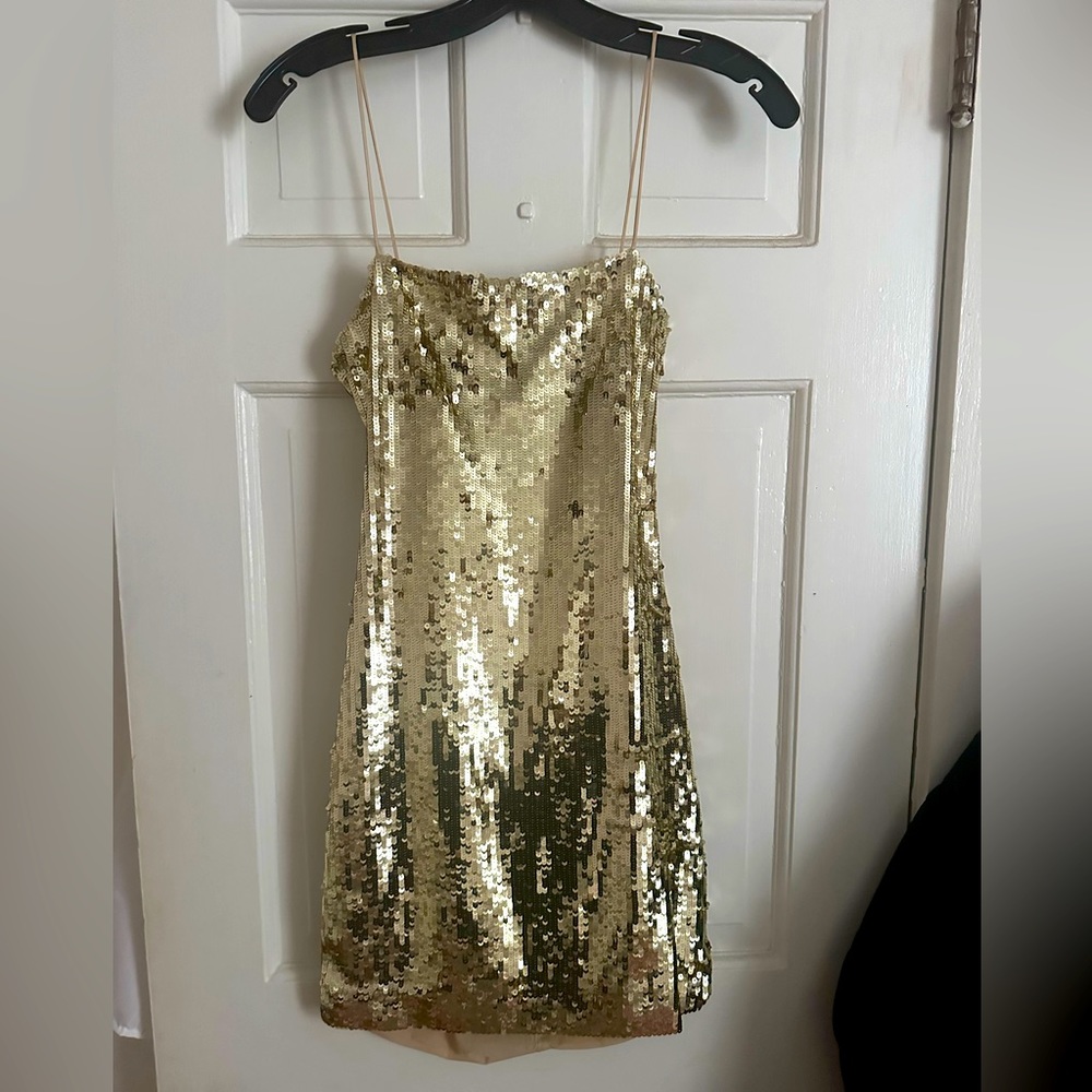 ALICE + OLIVIA GOLD PARTY DRESS